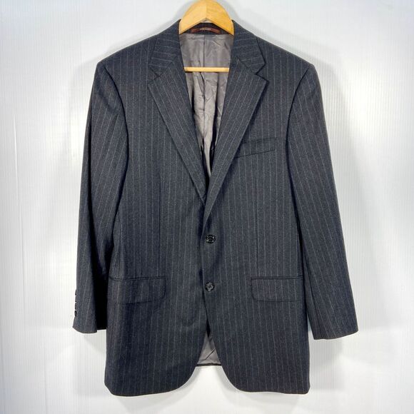 Hickey Freeman Charcoal Gray Blue Pinstripe Mens Blazer Sport Coat 42 - Picture 1 of 8
